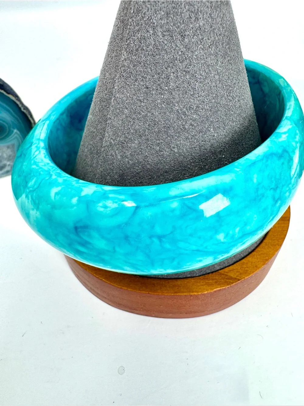 Vintage Chunky Lucite Turquoise Swirl Bangle Bracelet  Approx. 2.75” Diameter